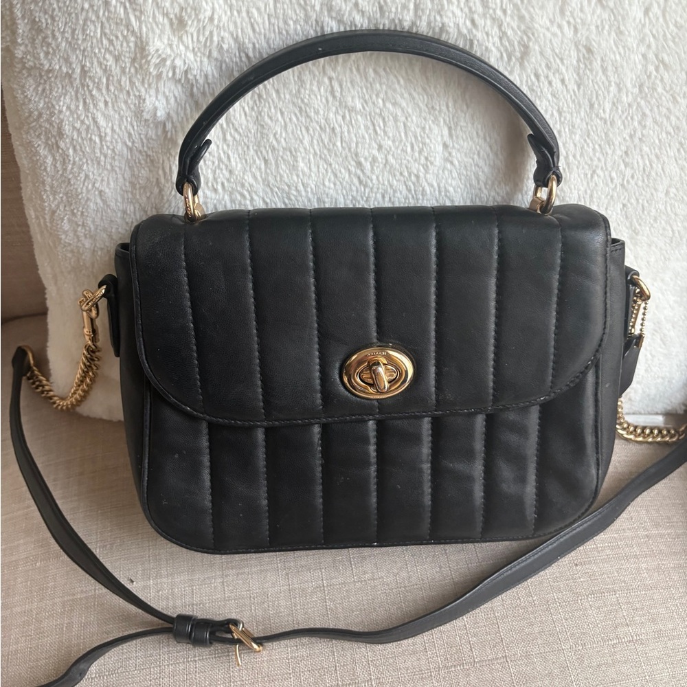 Coach Black Crossbody Bag with Gold Accents